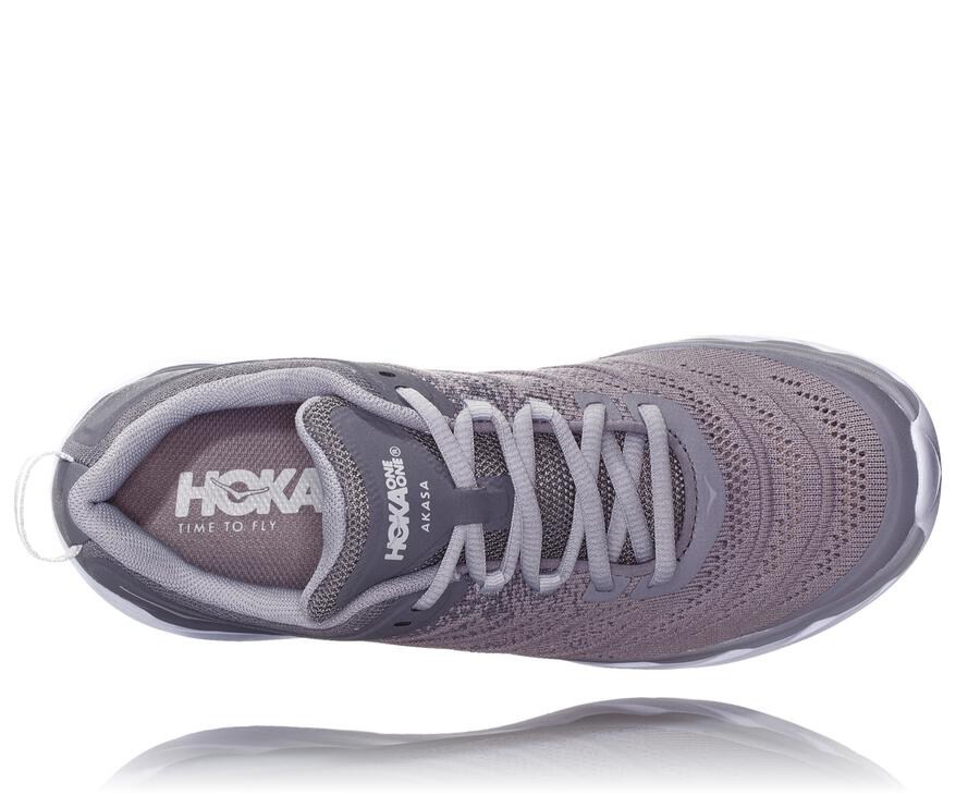 Running Shoes Womens - Hoka One One Akasa - Grey - ONCEQWP-84